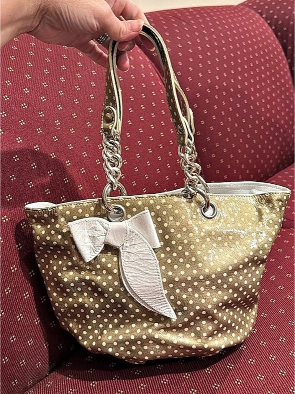 Roberta Gandolfi 29Polka Dot Shoulder Bag in Green & White